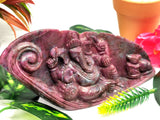 Ruby Kyanite handmade carving of Ganesh - Lord Ganesha Idol in Crystals/Gemstone - Reiki/Chakra/Healing - 5.5 in and 0.40 kg (0.88 lb)