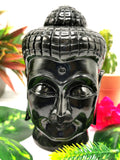 Black agate hand carved Buddha Head - carving of serene and meditating Lord Buddha - crystal/reiki/chakra - 5.5 inch and 1.56 kg (3.43 lb)