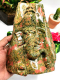 Unakite Handmade Carving of Ganesh - Lord Ganesha Idol/Murti in Crystals and Gemstones - Reiki/Chakra/Healing - 7 inch and 1.91 kg (4.20 lb)