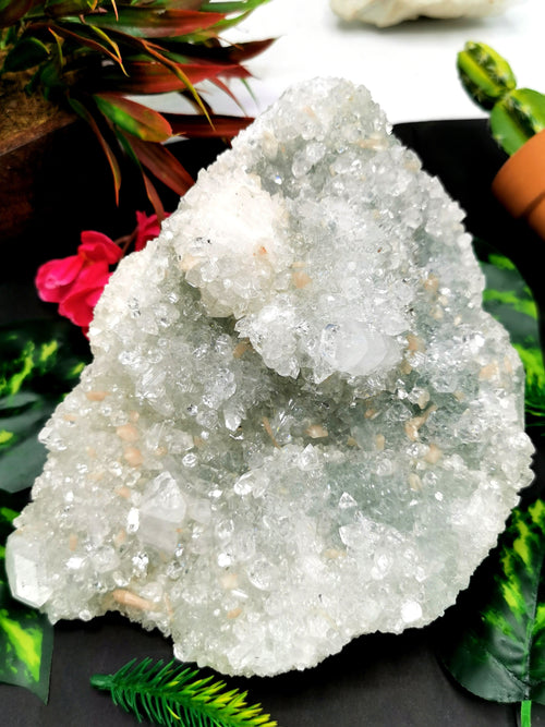 Large mineral specimen of crystal quartz with stilbite - reiki/energy/chakra/healing - 7.5 inches and 2.29 kg (5.04 lb)