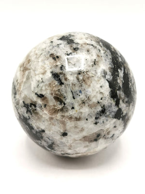 Large natural moonstone sphere/ball - handmade carvings - energy/chakra/reiki - 3.5 inch (8.75 cms) dia and 1.07 kg (2.35 lb)