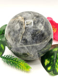 Large natural iolite sphere/ball - handmade carvings - energy/chakra/reiki - 2.9 inch (7.25 cms) dia and 680 gms (1.50 lb)