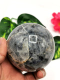 Large natural iolite sphere/ball - handmade carvings - energy/chakra/reiki - 2.9 inch (7.25 cms) dia and 680 gms (1.50 lb)