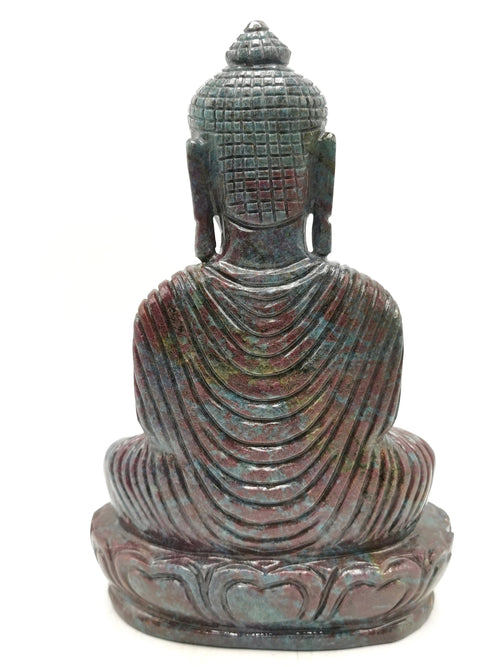 Large Ruby Kyanite Buddha - handmade carving of serene and meditating Lord Buddha - crystal/reiki/healing - 10 inches and 4.5 kg (11.25 lb)