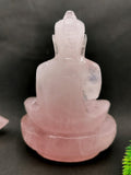 Rose Quartz Buddha - handmade carving of serene and meditating Lord Buddha - crystal/reiki/healing - 4.5 inches and 0.29 kg (0.64 lb)