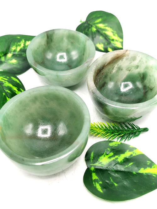 Beautiful Australian green aventurine hand carved round bowls - 3 inches diameter and 200 gms (0.44 lb) - ONE BOWL ONLY