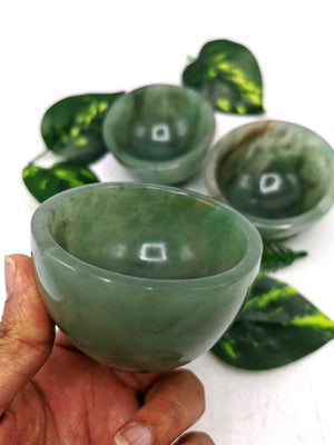 Beautiful Australian green aventurine hand carved round bowls - 3 inches diameter and 200 gms (0.44 lb) - ONE BOWL ONLY