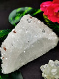Set of apophyllite on coated calcite natural mineral free forms (lot of 3 pieces) -reiki/energy/chakra/healing -2 to 4 inches and 0.58 kg (1.28 lb)