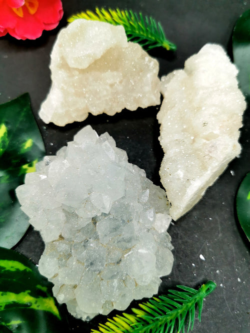 Set of coated calcilte and quartz mineral natural free forms (lot of 3 pcs) -reiki/energy/chakra/healing -2.5 inch and 0.35 kg (0.77 lb)