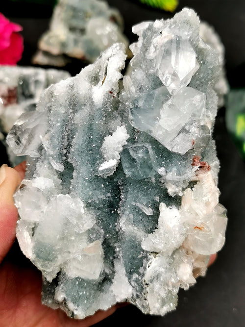 Apophyllite/stilbite/heulandite on coral natural mineral free forms (lot of 4 pcs) -reiki/energy/chakra/healing -2 to 4 inch and 0.59kg (1.30 lb)