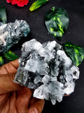 Apophyllite/stilbite on black chalcedony natural free forms mineral (lot of 2 pcs) -reiki/energy/chakra/healing -2 to 4 inch and 0.33kg (0.73 lb)