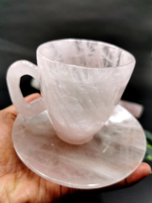 Beautiful Rose Quartz Tea Cup & Saucer - ONLY 1 Cup and 1 Saucer