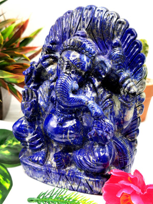 Lapis Lazuli Handmade Carving of Ganesh - Lord Ganesha Idol |Sculpture in Crystals/Gemstones - Reiki/Chakra/Healing - 6.5 inches and 2.08 kg