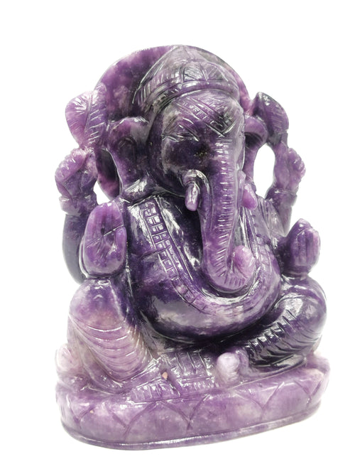 Lepidolite Handmade Carving of Ganesh - Lord Ganesha Idol in Crystals and Gemstones - Reiki/Chakra/Healing - 6 inches and 1.05 kg (2.31 lb)