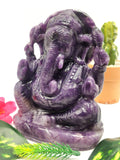 Lepidolite Handmade Carving of Ganesh - Lord Ganesha Idol in Crystals and Gemstones - Reiki/Chakra/Healing - 6 inches and 1.05 kg (2.31 lb)