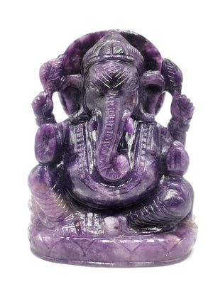 Lepidolite Handmade Carving of Ganesh - Lord Ganesha Idol in Crystals and Gemstones - Reiki/Chakra/Healing - 6 inches and 1.05 kg (2.31 lb)