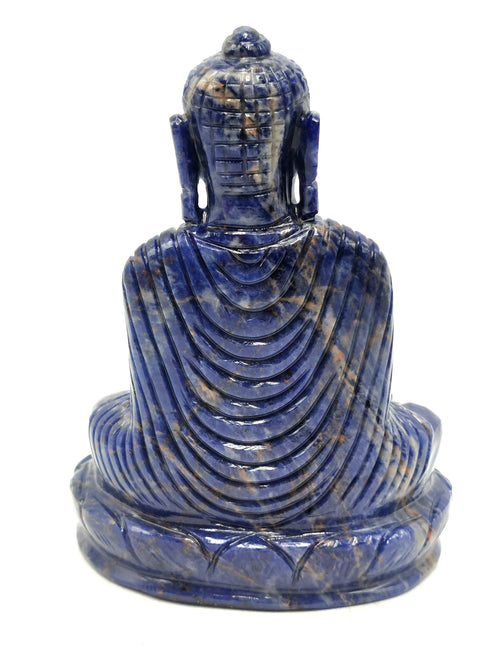 Sodalite Buddha - handmade carving of serene and meditating Lord Buddha - crystal/reiki/healing - 6 inches and 890 gms (1.96 lb)
