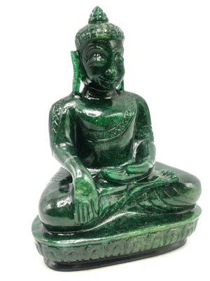 Dark Green Aventurine Buddha - handmade carving of serene and meditating Lord Buddha - crystal/reiki/healing - 7.5 in and 1.53 kg (3.37 lb)