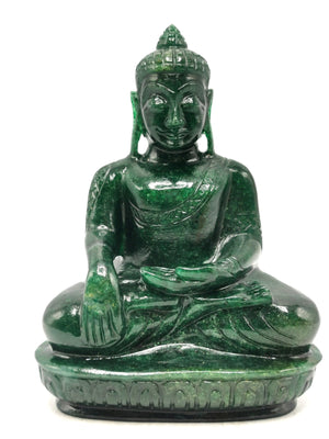 Dark Green Aventurine Buddha - handmade carving of serene and meditating Lord Buddha - crystal/reiki/healing - 7.5 in and 1.53 kg (3.37 lb)