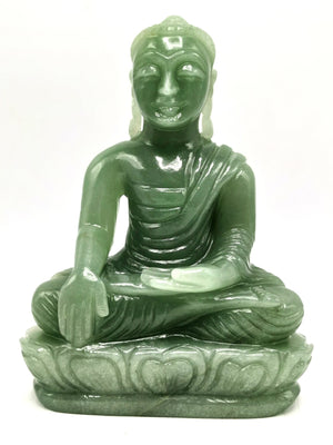 Light Green Aventurine Buddha - handmade carving of serene and meditating Lord Buddha - crystal/reiki/healing - 9 in and 2.34 kg (5.15 lb)