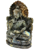 Labradorite Buddha - rare handmade carving of meditating Lord Buddha on a throne - crystal/reiki/healing - 8.5 inches and 2.03 kg (4.47 lb)
