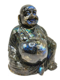Labradorite Laughing Buddha - handmade carving of serene and smiling Buddha or Hotei - crystal/reiki/healing - 5 inch and 1.24 kg (2.73 lb)
