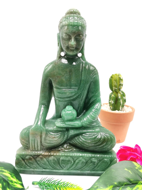 Australian Green Aventurine Buddha - handmade carving of serene and meditating Lord Buddha - crystal/reiki/chakra - 8.5 inches and 1.36 kgs