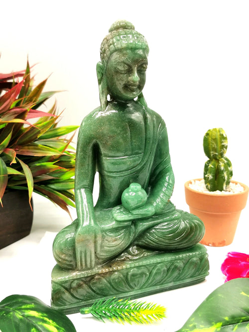 Australian Green Aventurine Buddha - handmade carving of serene and meditating Lord Buddha - crystal/reiki/chakra - 8.5 inches and 1.36 kgs