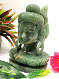 Australian Green Aventurine Buddha Head - handmade carving of serene and meditating Lord Buddha - crystal/reiki - 6 inches and 1.22 kgs