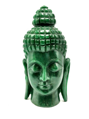 Dark Green Aventurine Buddha Head - handmade carving of serene and meditating Lord Buddha - crystal/reiki - 8 inches and 2.09 kgs (4.60 lb)