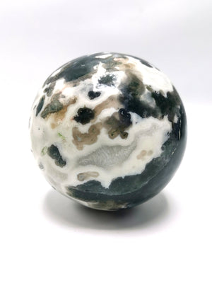 Amazing natural Moss Agate stone sphere/ball - Energy/Reiki/Crystal Healing - 3 inches (7.5 cms) diameter and 520 gms (1.14 lb)