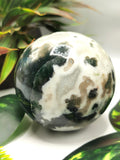Amazing natural Moss Agate stone sphere/ball - Energy/Reiki/Crystal Healing - 3 inches (7.5 cms) diameter and 520 gms (1.14 lb)