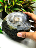 Large two-piece Moss Agate geode / cluster / crystal - reiki/energy/chakra healing - 4 inches (10 cms) and 1.56 kgs (3.43 lb)