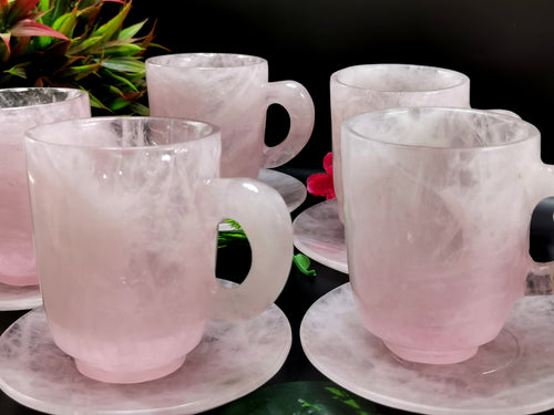 Exquisite Rose Quartz Tea Cup & Saucer - ONLY 1 Cup and 1 Saucer