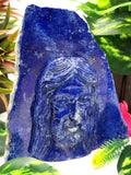 Lord Jesus majestic carving in natural lapis lazuli stone | hand carved in gemstones | crystal/reiki - 5.5 inches and 625 gms (1.38 lb)