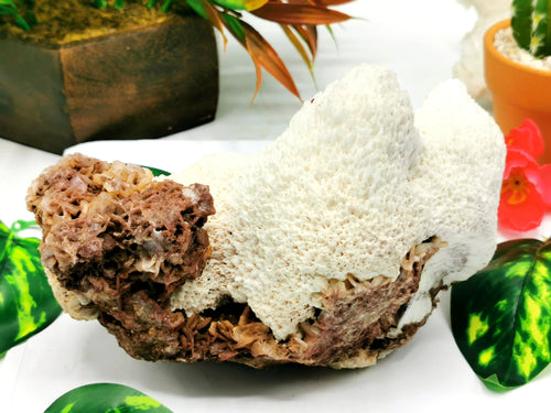 Scolecite on garnet natural free forms - reiki/energy/chakra/healing - 6 inches and 1.22 kgs (2.68 lb)