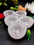Beautiful Rose Quartz hand carved round bowls - 3 inches diameter and 200 gms (0.44 lb) - ONE BOWL ONLY