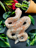 Slithering snake carving in sunstone - crystal healing / chakra / reiki / energy - 5.5 inches and 690 gms (1.52 lb)