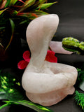 Cobra snake with raised hood carving in Rose Quartz stone - crystal healing / chakra / reiki / energy - 4 inches and 0.52 kg (1.14 lb) Animal carving