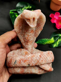 Cobra snake with raised hood carving in Sunstone stone - crystal healing / chakra / reiki / energy - 5 inches and 0.64 kg (1.40 lb) Animal carving