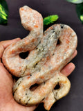 Snake carving in sunstone - crystal healing / chakra / reiki / energy - 5 inches and 410 gms (0.90 lb) Animal carving
