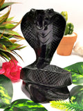 Cobra snake with raised hood carving in black agate stone - crystal healing / chakra / reiki / energy - 6 inches and 0.89 kg (1.96 lb) Animal carving
