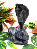 Cobra snake carving in Blue Aventurine stone - crystal healing / chakra / reiki / energy - 5.8 inches and 750 gms (1.65 lb) Animal carving