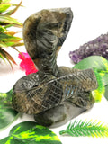 Cobra snake carving in Labradorite stone - crystal healing / chakra / reiki / energy - 4.8 inches and 825 gms (1.82 lb)