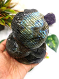 Cobra snake carving in Labradorite stone - crystal healing / chakra / reiki / energy - 4.8 inches and 825 gms (1.82 lb)