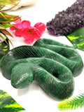 Slithering snake carving in dark green aventurine stone - crystal healing / chakra / reiki / energy - 6 inches and 750 gms (1.65 lb)