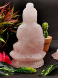 Rose Quartz Guanyin - handmade carving of Kwan Yin in sitting posture - crystal/reiki/healing - 7.6 inches and 1.69 kg (3.72 lb)