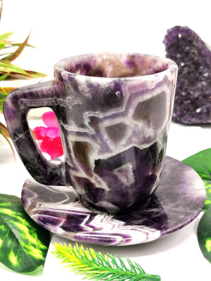 Beautiful Chevron Amethyst Tea Cup & Saucer - ONLY 1 Cup and 1 Saucer