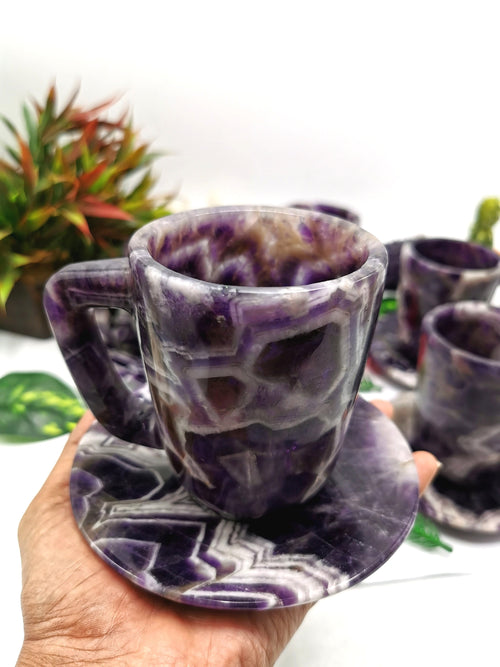 Beautiful Chevron Amethyst Tea Cup & Saucer - ONLY 1 Cup and 1 Saucer