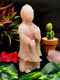 Rose Quartz Guanyin - handmade carving of Kwan Yin in standing posture - crystal/reiki/healing - 7 inches and 0.94 kg (2.07 lb)